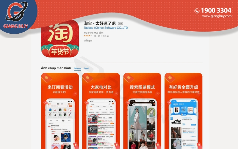 Bấm "nhận" để tải Taobao về điện thoại (iOS)