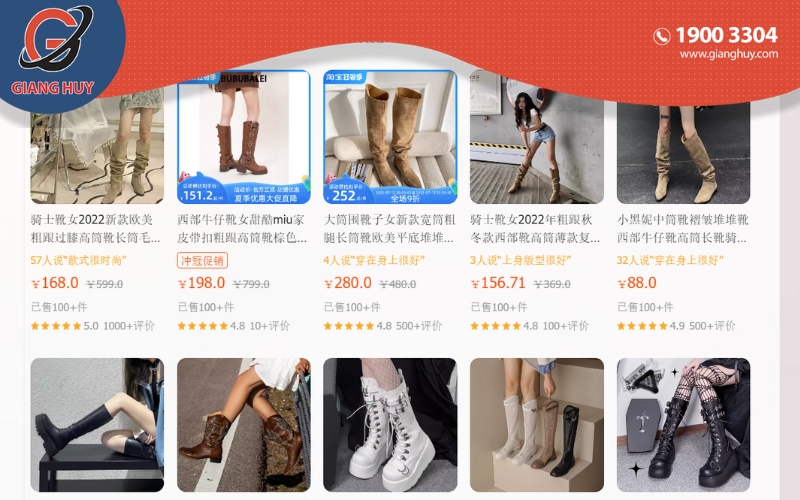 Đặt hàng giày boot nữ Quảng Châu qua trang TMĐT