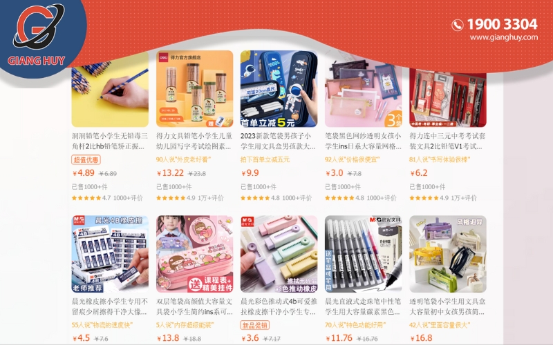 Link nhập sỉ nguồn hàng văn phòng phẩm tại Taobao