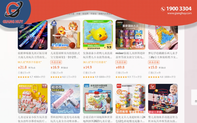 Đặt hàng đồ chơi trẻ em Trung Quốc giá sỉ trên các trang TMĐT