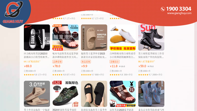 Link mua giày dép Taobao dành cho nam