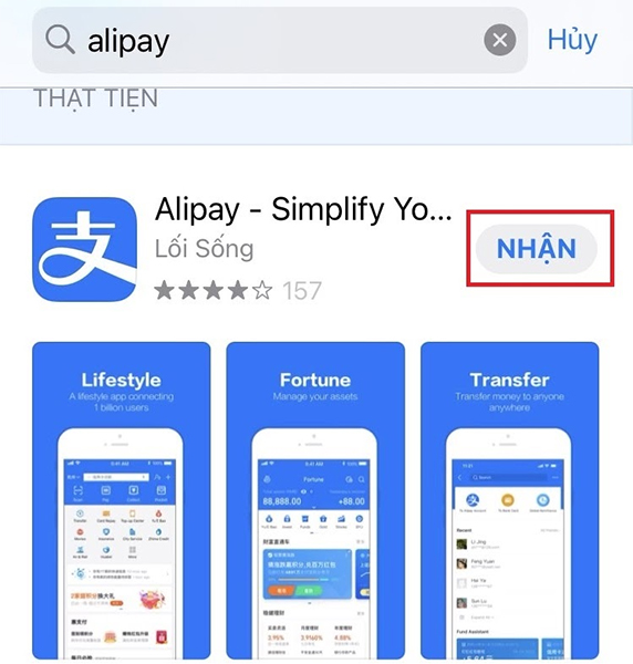 Tải app Alipay về điện thoại