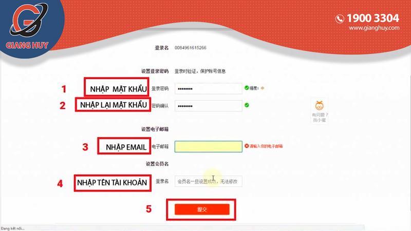 Không đăng ký được tài khoản Taobao do nhập sai 