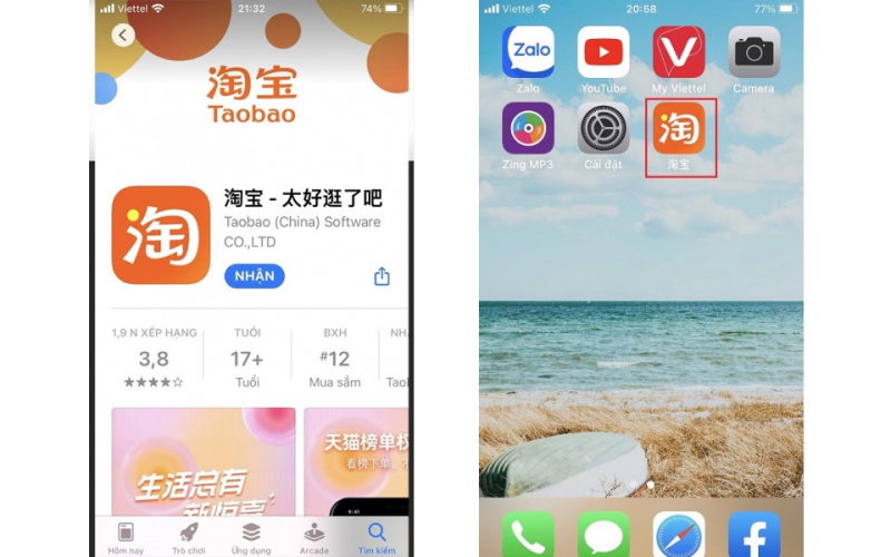 Cách tạo tài khoản Taobao trên app - Bước 1: Tải app Taobao về thiết bị 
