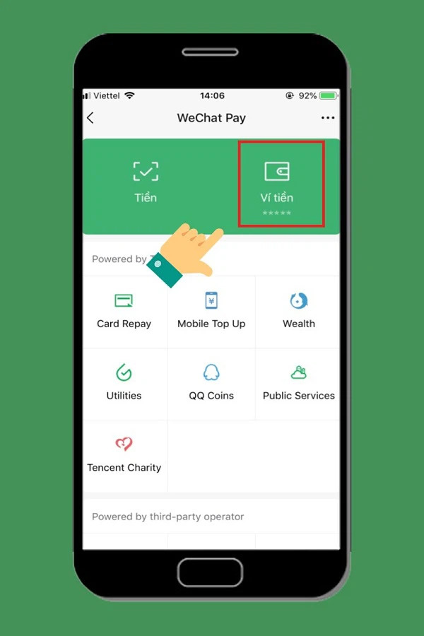 Chọn ví tiền trong Wechat Pay để đăng ký
