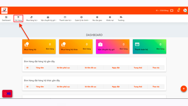Xem giỏ hàng tại web Giang Huy