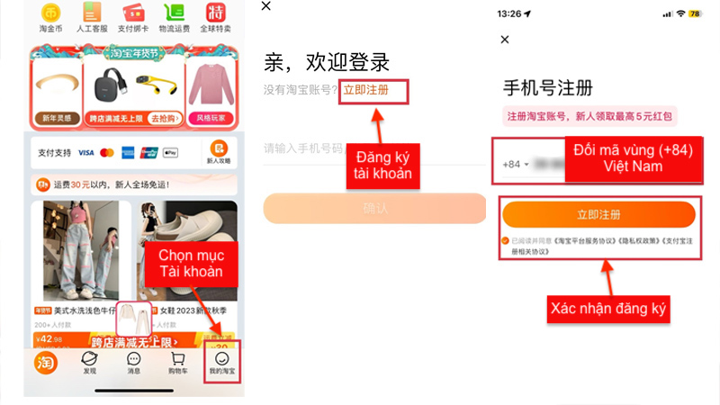 Đăng ký tài khoản Taobao