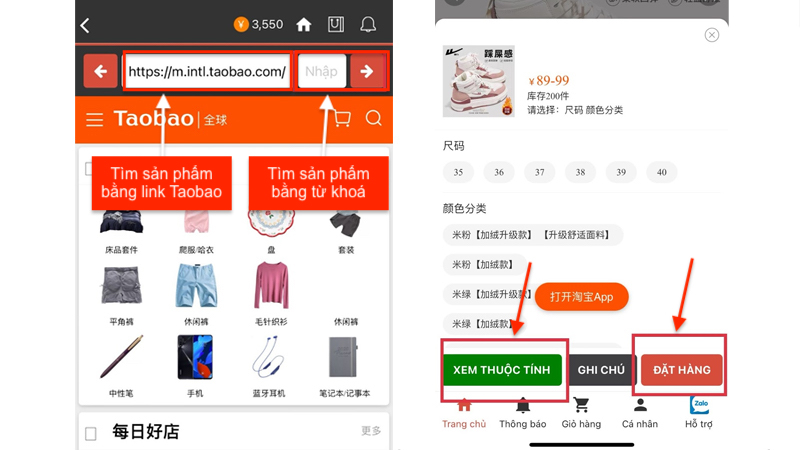 Tìm sản phẩm và đặt hàng tại app Giang Huy