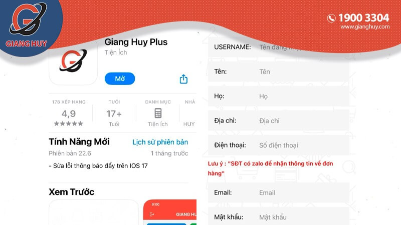 Tải app Giang Huy Plus về thiết bị di động mua hàng 1688 tiếng Việt
