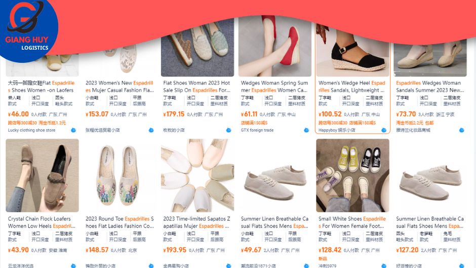 Nhập hàng giày espadrilles tại sàn TMDT