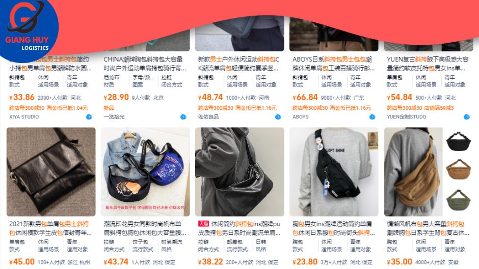 Túi đeo chéo trên Taobao, Tmall thường có nhiều mẫu mã, chất liệu để lựa chọn