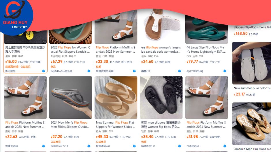 Nguồn hàng dép tông trên Taobao