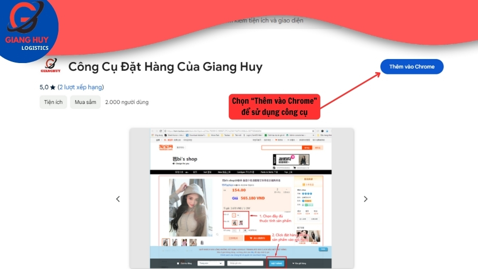 Công cụ đặt hàng của Giang Huy giúp hỗ trợ đặt hàng Taobao trên máy tính