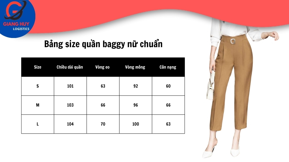 Bảng size quần baggy nữ