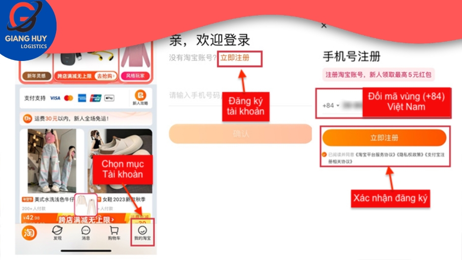 Đăng ký tài khoản Taobao