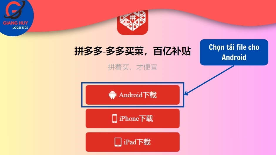 Tại giao diện tải app, chọn tải file APK cho Android