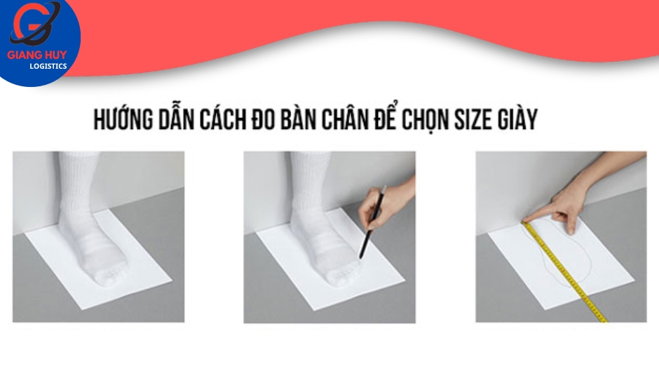 Sau khi chuẩn bị xong dụng cụ, bạn chỉ cần tiến hành 3 bước để đo size giày