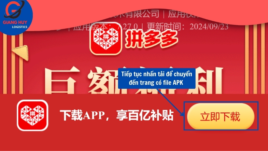 Tiếp tục nhấn chọn nút tải xuống để đến giao diện chứa file APK