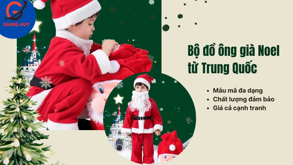 Bộ đồ ông già Noel từ Trung Quốc luôn được khách hàng đánh giá cao nhờ vào thiết kế nổi bật