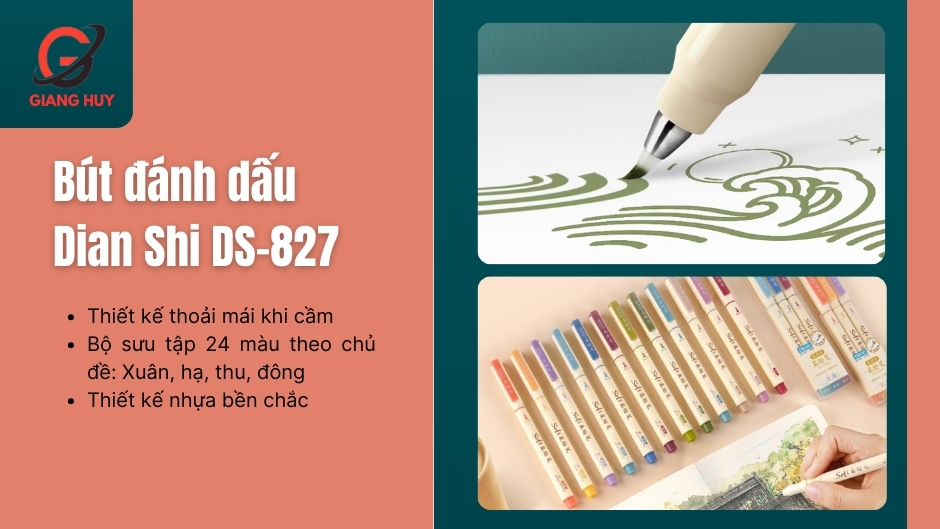 Bút đánh dâu Dian Shi DS-827 có thiết kế đầu lông mềm