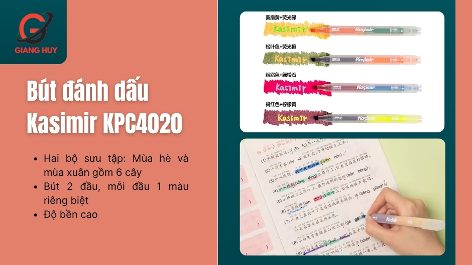 Bút đánh dấu Kasimir KPC4020 được thiết kế với màu sắc tươi sáng theo chủ đề mùa xuân và mùa hè