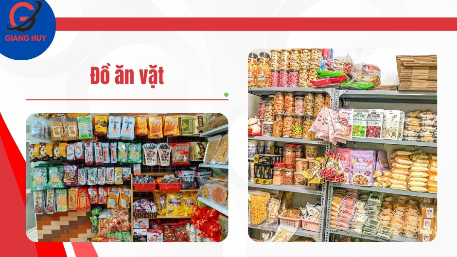 Các loại đồ ăn vặt như snack, kẹo, hoặc bánh quy nhỏ gọn luôn có sức hút lớn