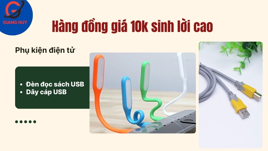 Trong nhóm phụ kiện điện tử, những sản phẩm như đèn đọc sách USB và dây cáp USB luôn là lựa chọn phổ biến