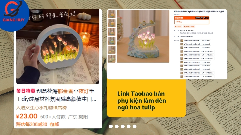 Trên Taobao có rất nhiều cửa hàng bán nhiều mẫu đèn ngủ tulip với đa dạng kiểu dáng