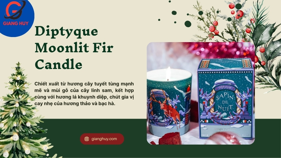 Diptyque Moonlit Fir Candle mang đến cảm giác tươi mát như bước vào một khu rừng yên tĩnh