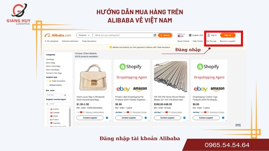 Tạo tài khoản trên Alibaba