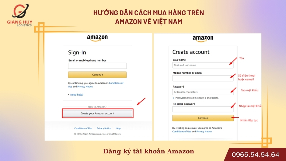 Đăng ký tài khoản Amazon
