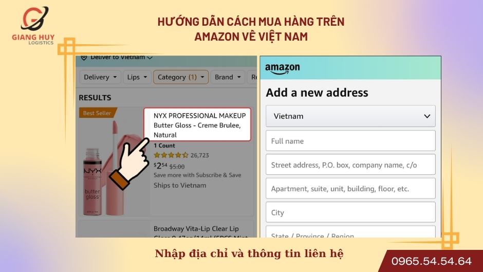 Nhập địa chỉ và thông tin liên hệ