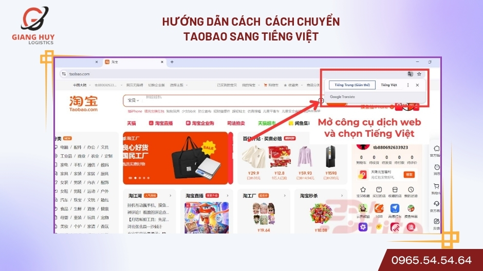 Dịch trang web Taobao bằng trình duyệt Chrome để dịch tự động Dịch trang web Taobao bằng trình duyệt Chrome để dịch tự động