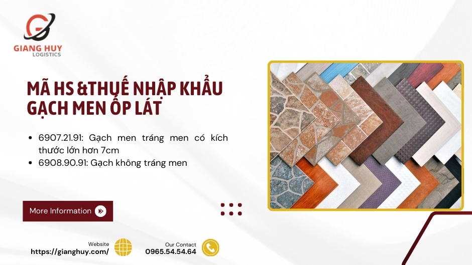 Mã HS& thuế nhập khẩu gạch men ốp lát Mã HS& thuế nhập khẩu gạch men ốp lát